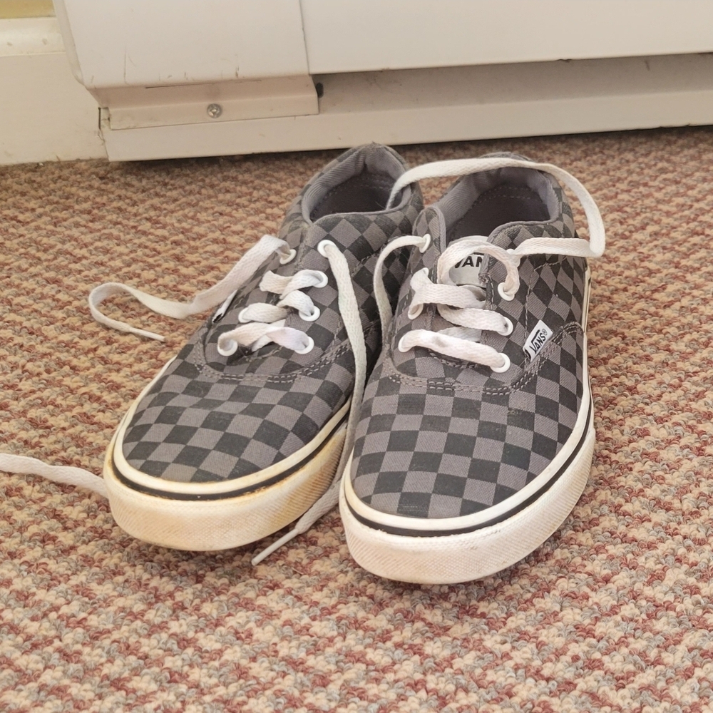 Vans Gray and White Checkered Sneakers